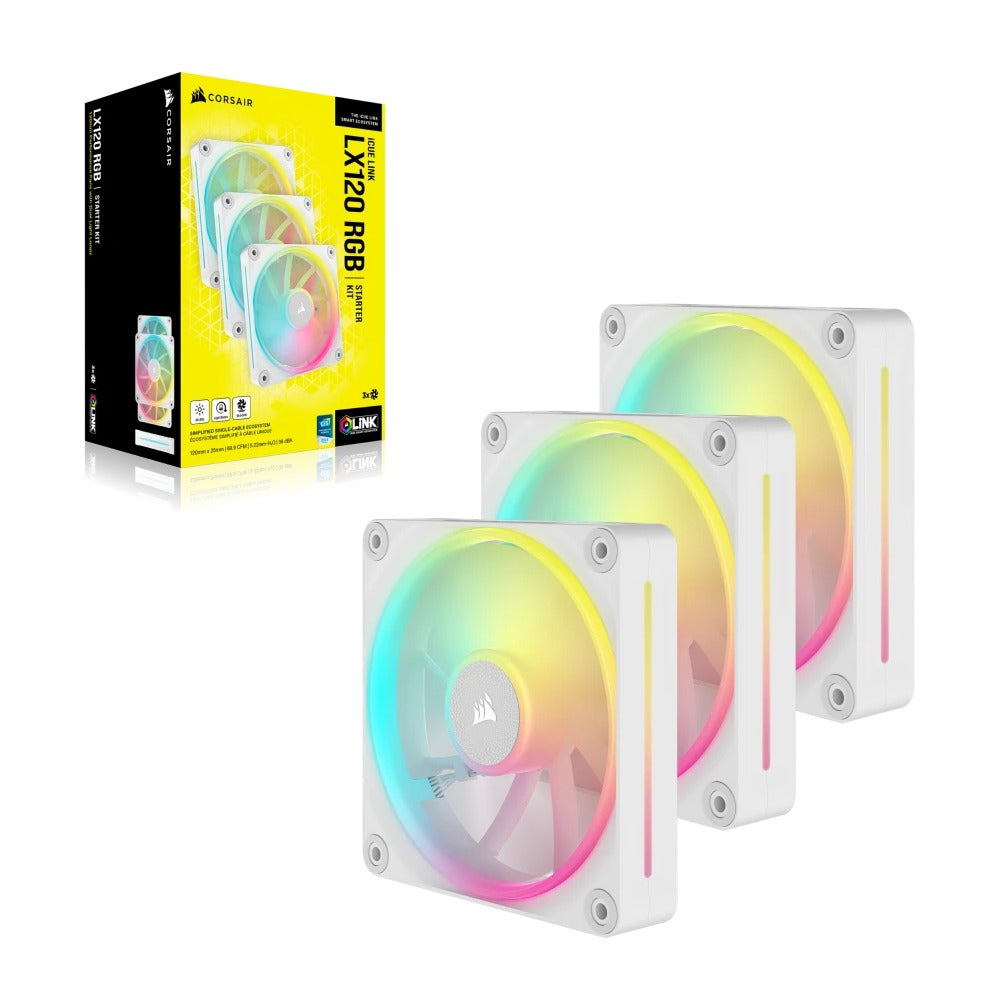 Corsair iCUE LINK LX120 RGB 120mm PWM Starter Kit Fan White