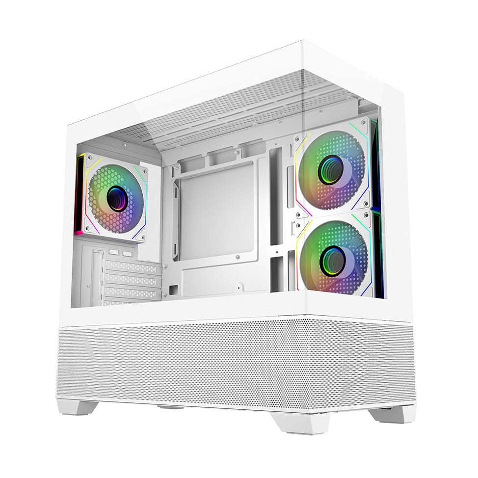 Cooler Master Elite 490 White Micro ATX Case Tempered Glass Side Panels NO PSU