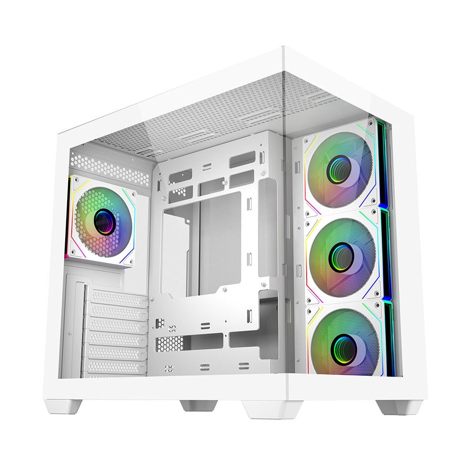 Cooler Master Elite 681 White ATX Case Tempered Glass Side Panels NO PSU