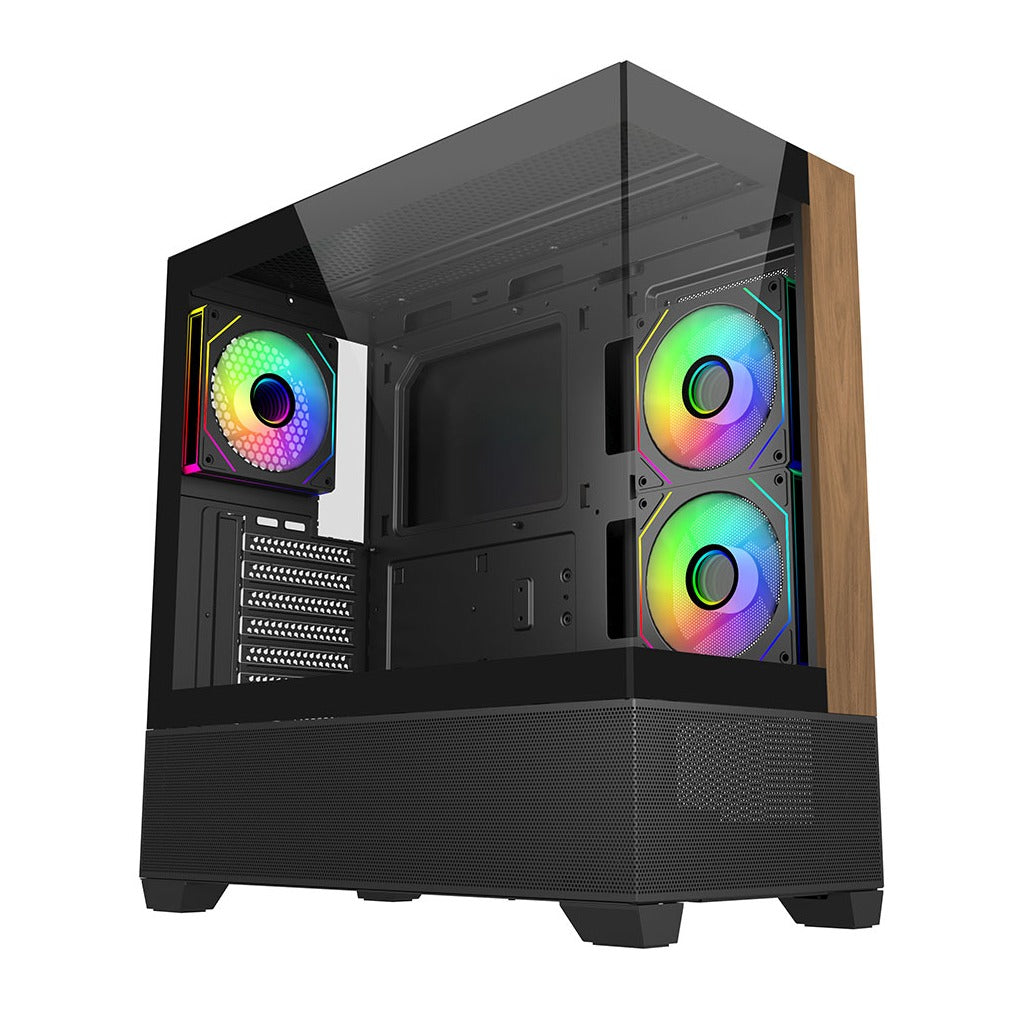 Cooler Master Elite 690 Wood ATX Case Tempered Glass Side Panels NO PSU