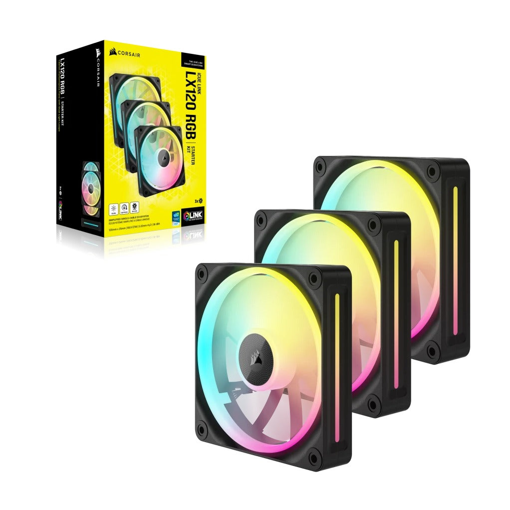 Corsair iCUE LINK LX120 RGB 120mm PWM Starter Kit Fan Black