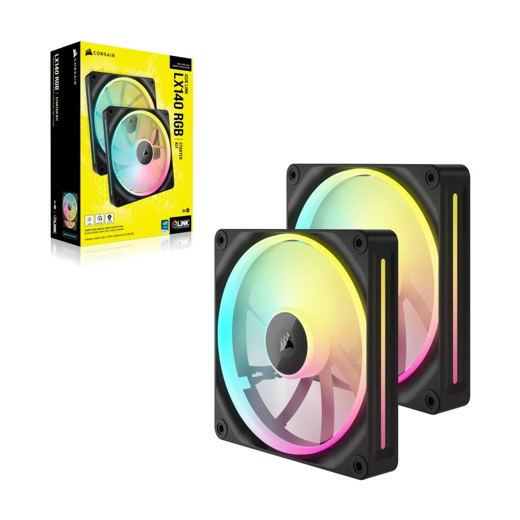 Corsair iCUE LINK LX140 RGB 140mm PWM Starter Kit Fan, Black