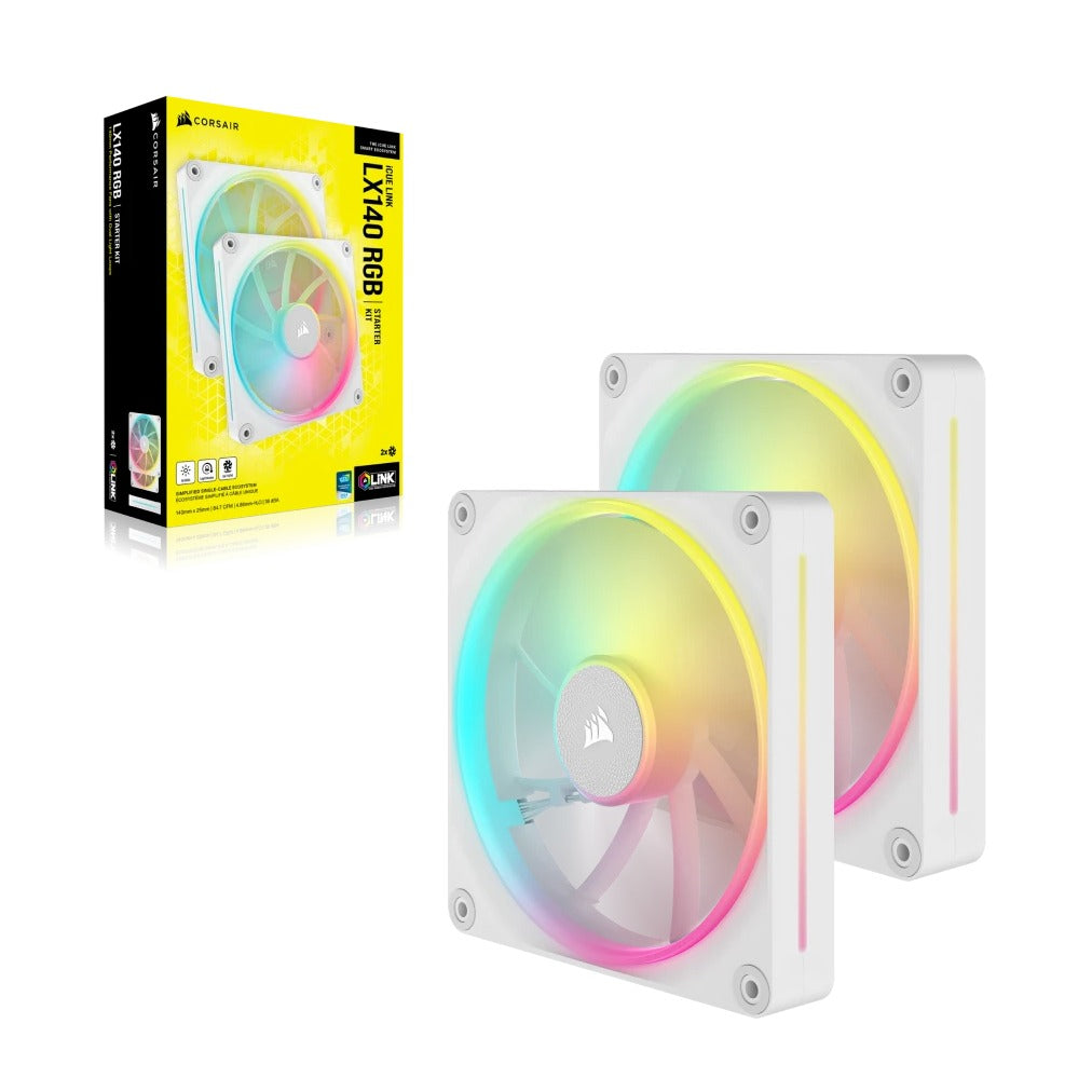 Corsair iCUE LINK LX140 RGB 140mm PWM Starter Kit Fan White
