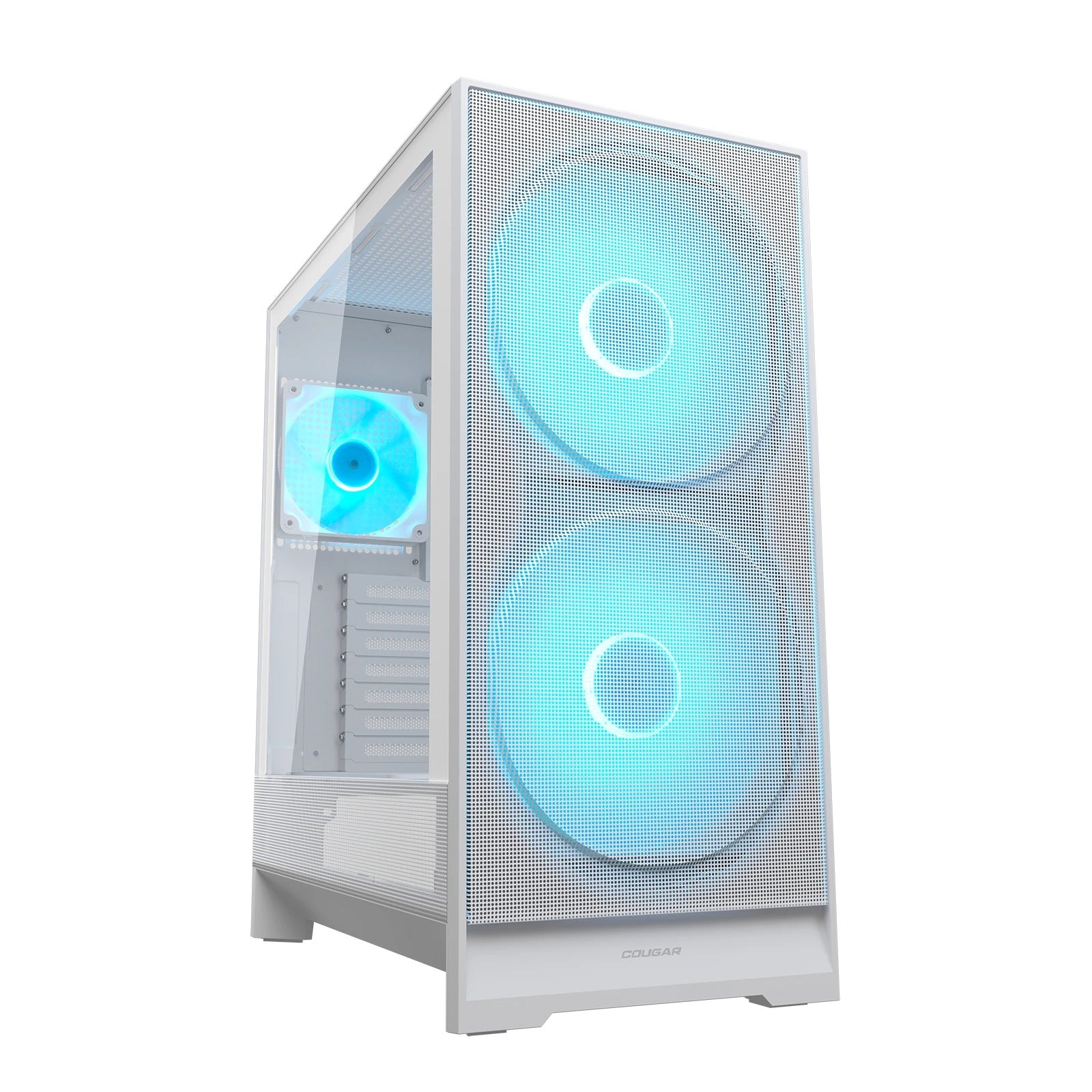 Cougar Airface 180 White Mid Tower ATX Case Tempered Glass Side Panel NO PSU