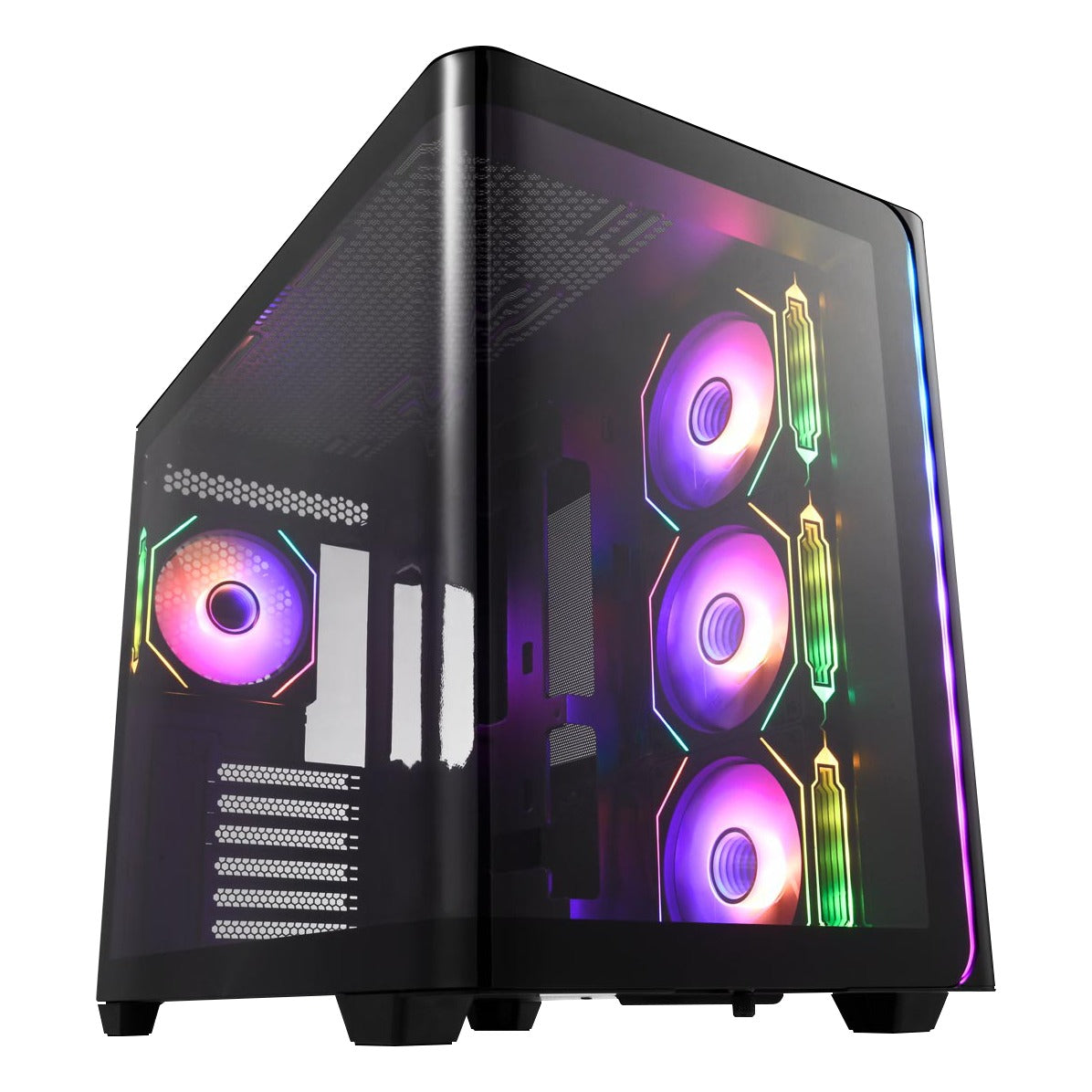 FSP M580-B Black Mid Tower ATX Case Tempered Glass Side Panel NO PSU