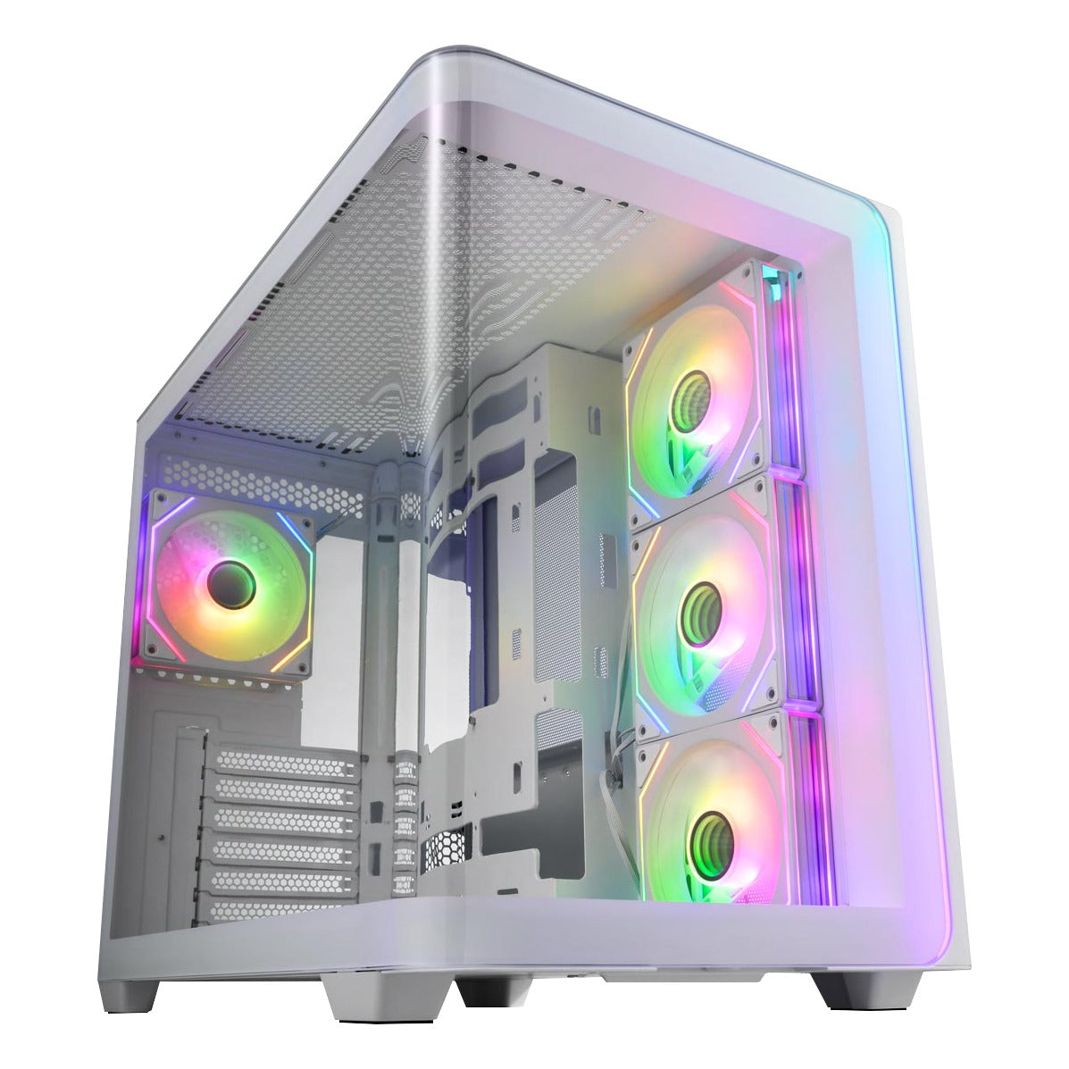 FSP M580-W White Mid Tower ATX Case Tempered Glass Side Panel NO PSU