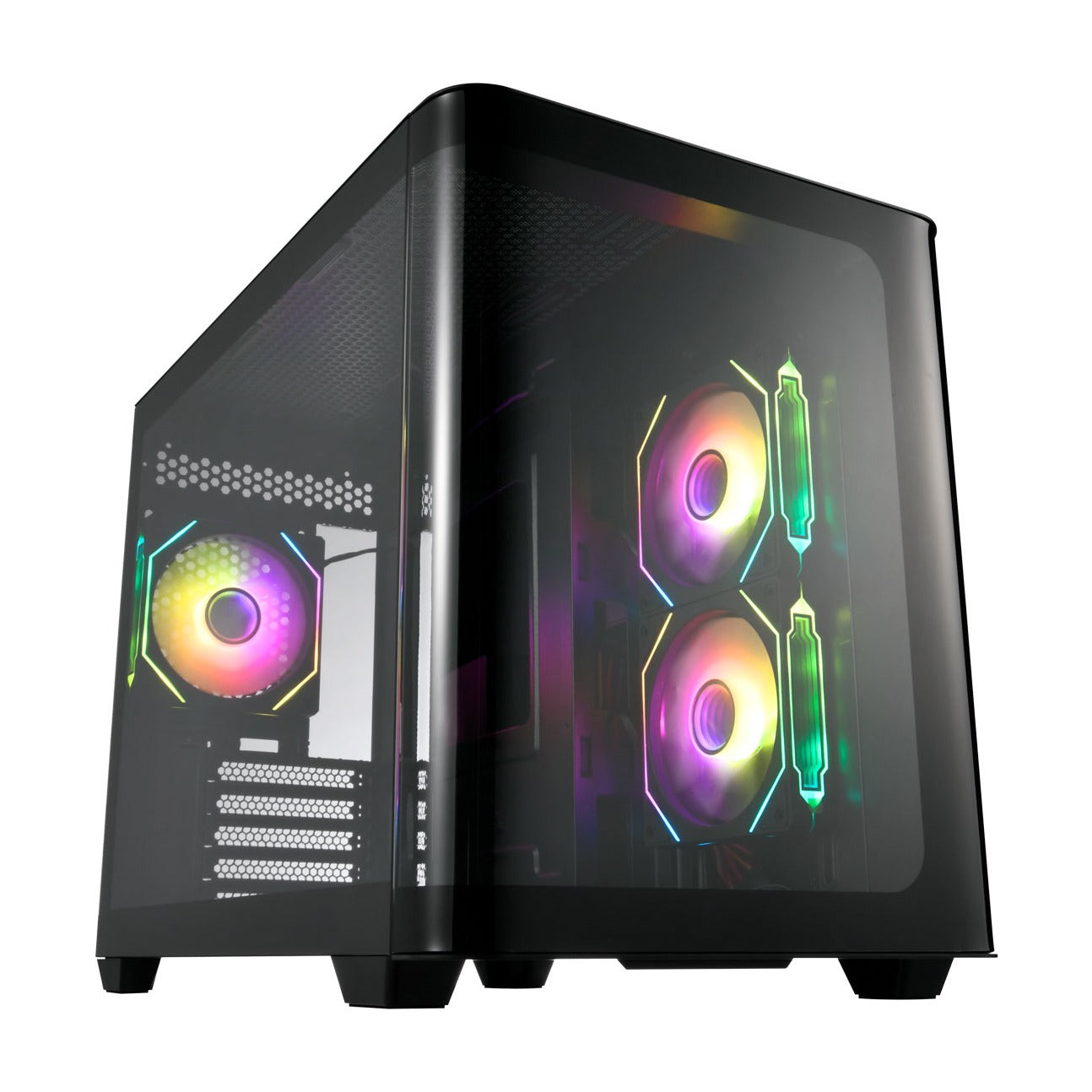 FSP S380 Black Micro ATX Case T/G 3D Curved Side Panel NO PSU