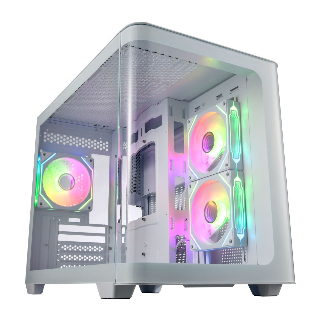 FSP S380 White Micro ATX Case T/G 3D Curved Side Panel NO PSU