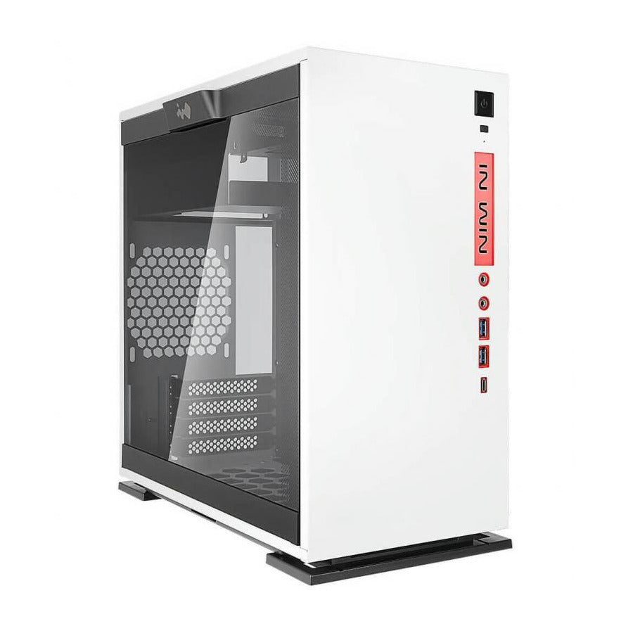 In Win 301C White Micro ATX Case Tempered Glass Window NO PSU