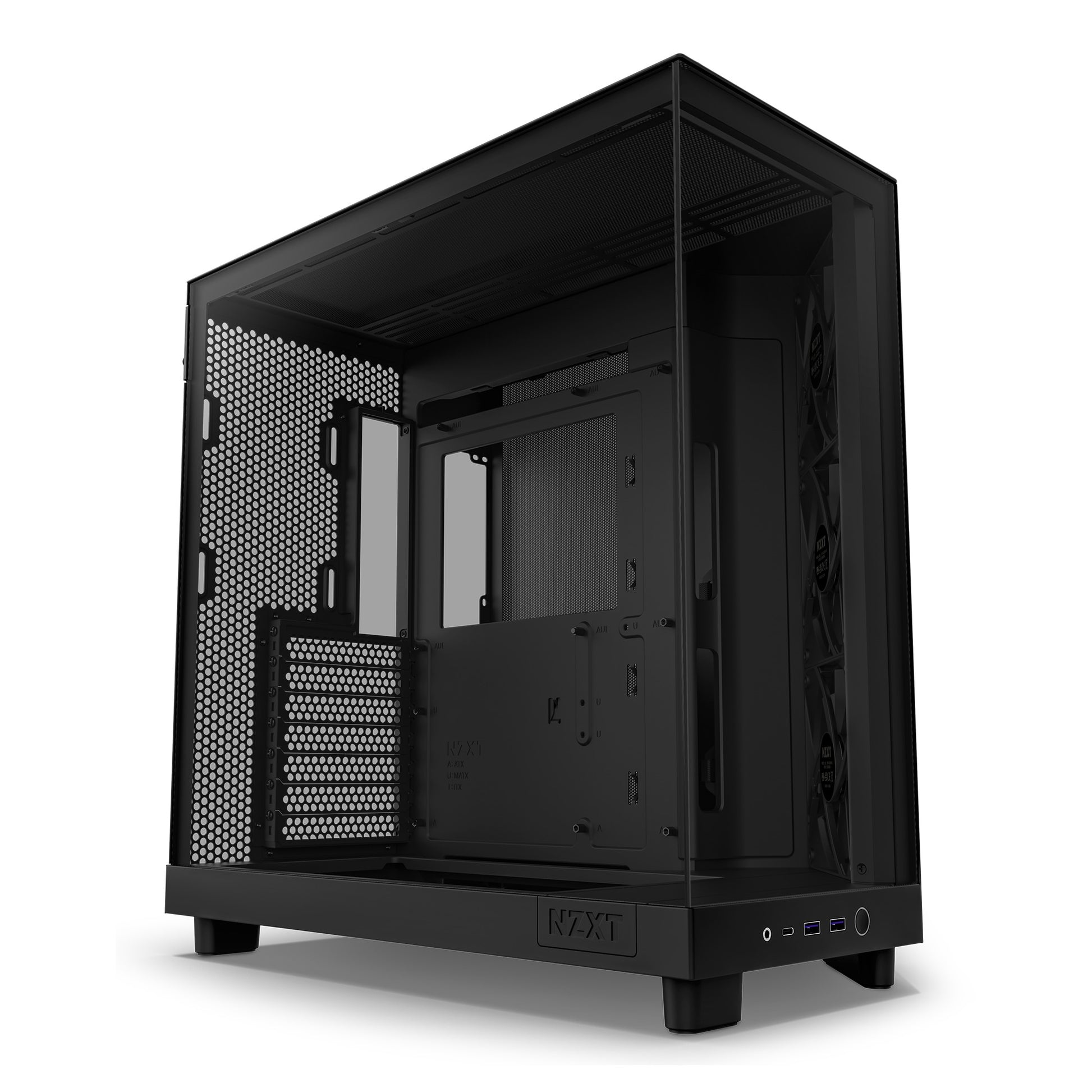 NZXT H6 Flow Compact Dual-Chamber Mid Tower Black ATX Case TG NO PSU