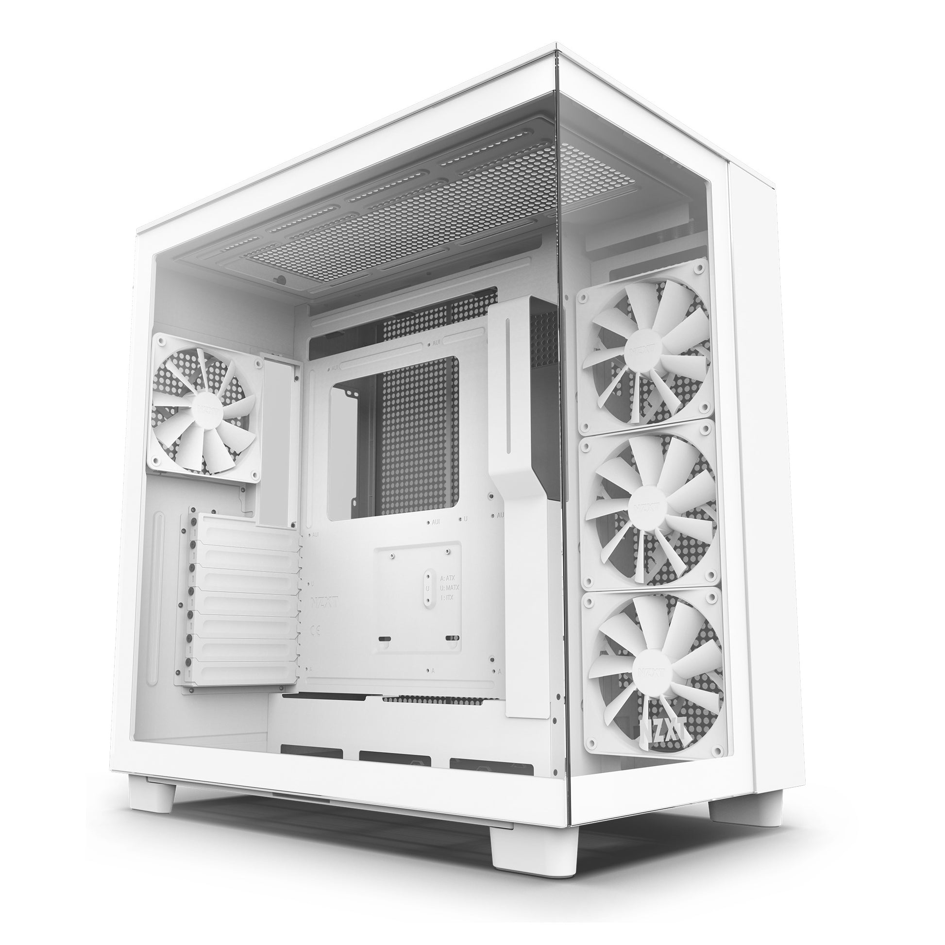 NZXT H9 FLOW Mid Tower ATX Case White 2x T/G Panels NO PSU