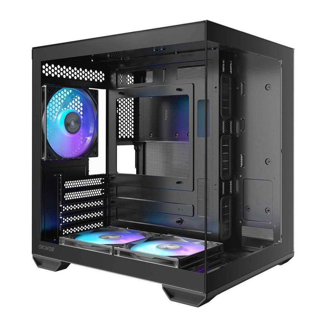 Okinos Mirage 4 Micro ATX Case Tempered Glass Side Panels NO PSU