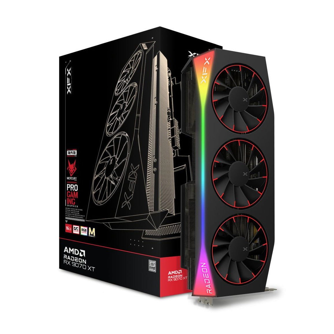 XFX Mercury Radeon RX 9070 XT OC Magnetic Air Edition with RGB 16GB