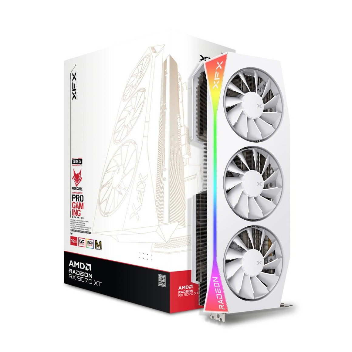 XFX Mercury Radeon RX 9070 XT OC Magnetic Air White Edition RGB 16GB