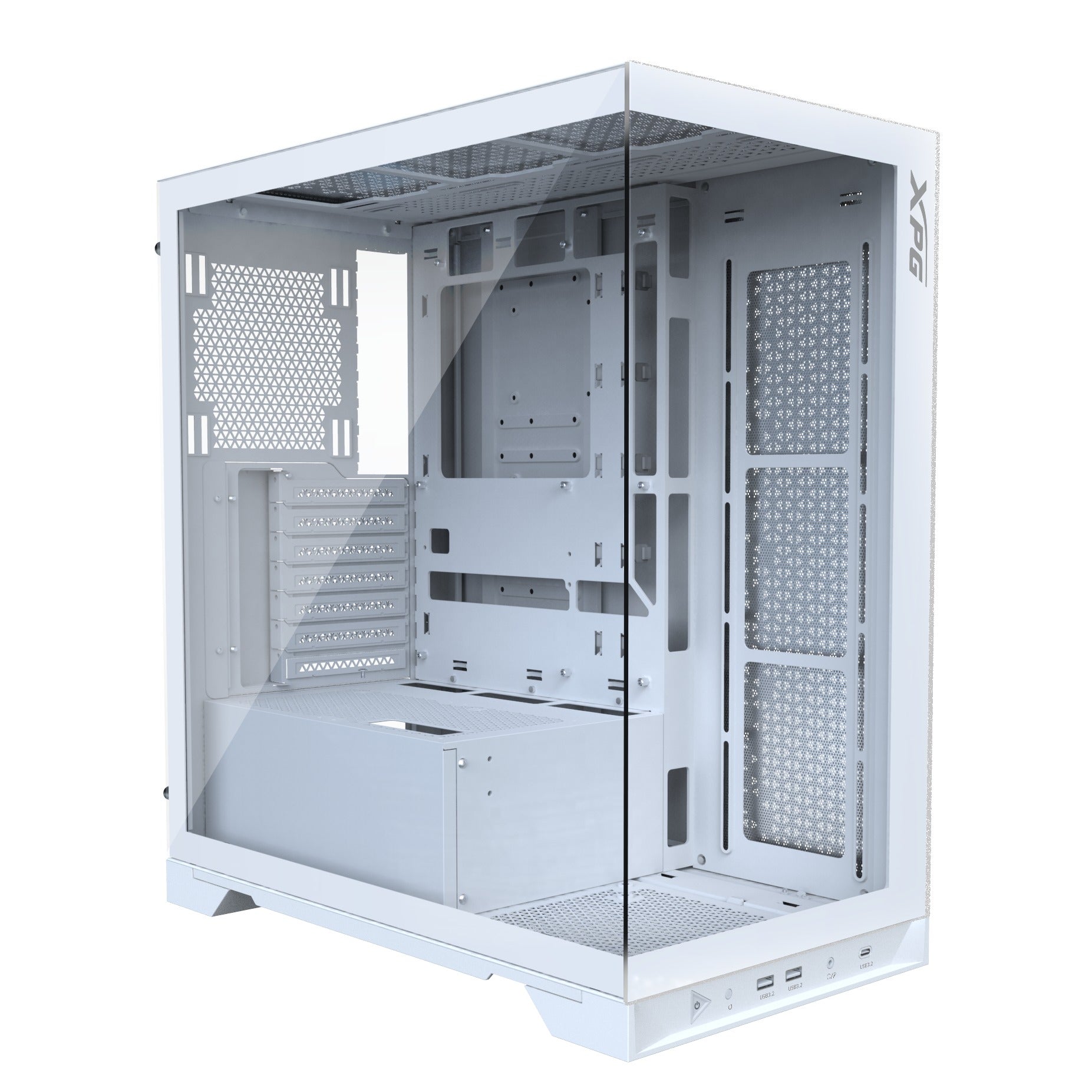 XPG INVADER X White Mid-Tower ATX Case T/G Side/Front Panels NO PSU
